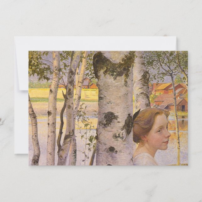 Tarjeta Lisbeth en el Birch Grove (bella joven Chica) (Anverso)