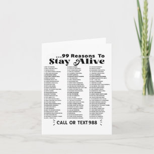 Tarjeta Lista De 99 Razones Para Permanecer Vivos - Salud