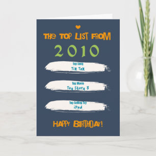 Tarjeta Lista de Cumpleaños de 2010