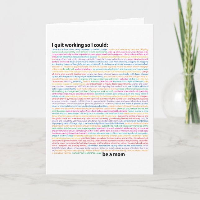 Tarjeta Lista de deberes de mamá (Anverso)