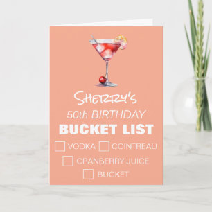 Tarjeta Lista de deseos divertida cóctel Cosmopolitan, cum