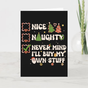 Tarjeta Lista de Navidad Bien Mal No Importa Compraré