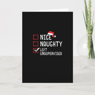 Tarjeta Lista de Navidad bonita y traviesa dejada sin supe