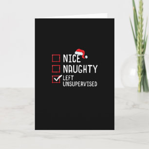 Tarjeta Lista de Navidad bonita y traviesa dejada sin supe