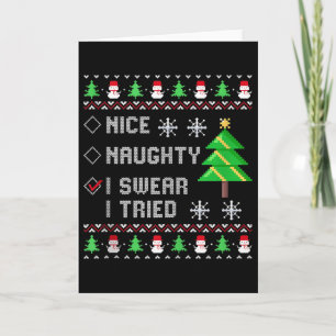 Tarjeta Lista de Navidad Bonito Travieso Juro que lo Inten