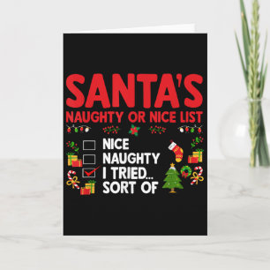 Tarjeta Lista de traviesos o buenos de Santa Navidad que p