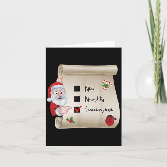 Tarjeta Lista de traviesos y buenos probé mi  (Anverso)