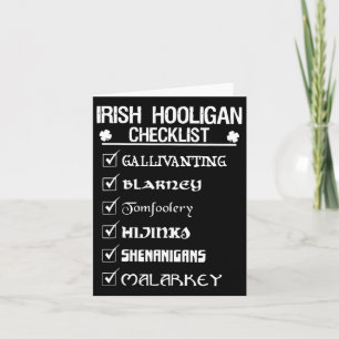 Tarjeta Lista de verificación de irlandés Hooligan Shenani