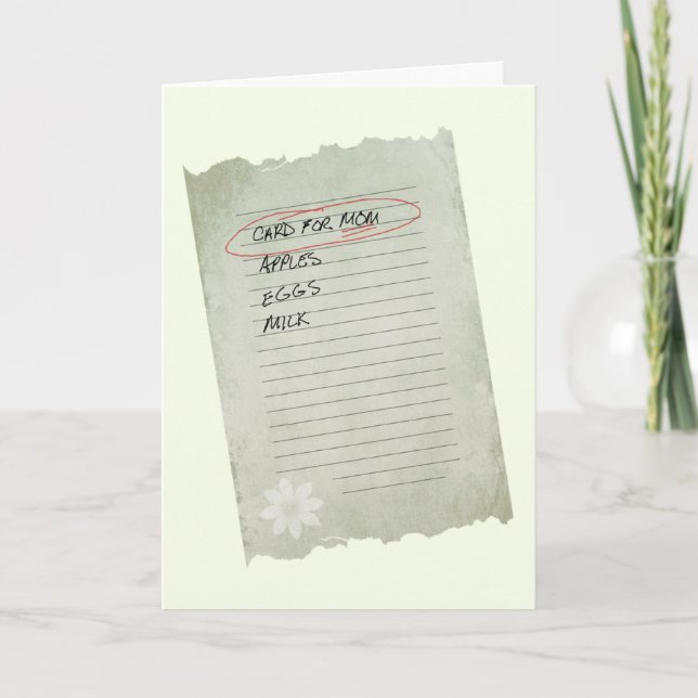 Tarjeta Lista del día de madre (Anverso)