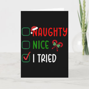 Tarjeta Lista Divertida De Navidad Bueno Malo Intenté Fami