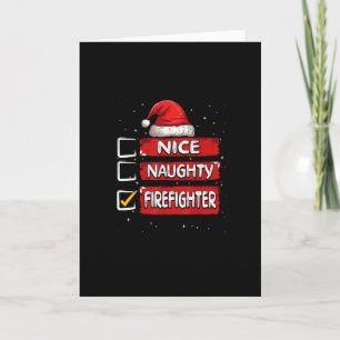 Tarjeta Lista divertida de Navidad para bomberos traviesos
