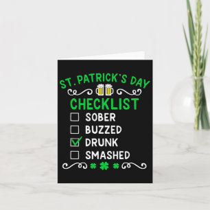 Tarjeta Lista divertida de verificación de San Patricio bo
