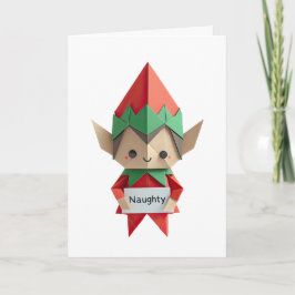 Tarjeta Lista traviesa de Navidad de ELF divertido origami