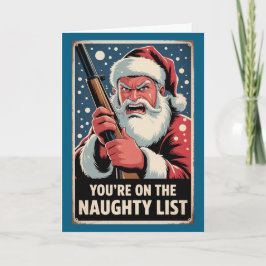Tarjeta Lista traviesa de pistola de Santa personalizada v