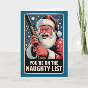 Tarjeta Lista traviesa de pistola de Santa personalizada v