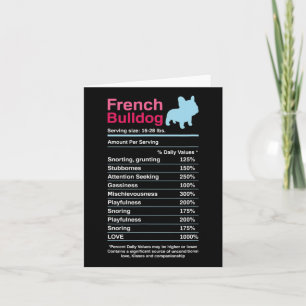 Tarjeta Listas de ingredientes de Bulldog francesas