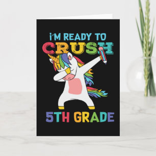 Tarjeta Listo para Aplastar 5to Grado Unicornio Lindo Escu