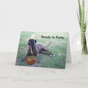 Tarjeta Listo para el Fiesta con Perro Cumpleaños y Pastel