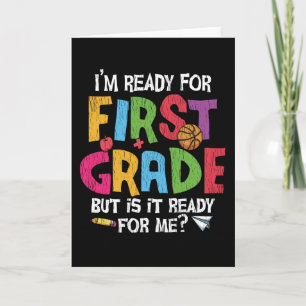 Tarjeta Listo para primer grado divertidos niños vuelven a