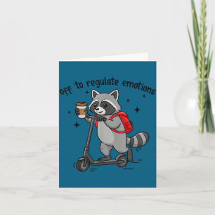Tarjeta Listo para regular emociones divertido mapache en 