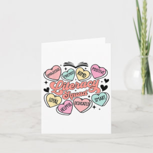Tarjeta Literacy Squad Hearts Día de San Valentín para el 