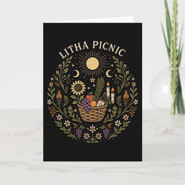 Tarjeta Litha Picnic Summer Solstice Celestial Art (Anverso)