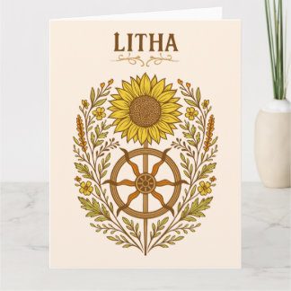 Tarjeta Litha Sunflower Wheel Summer Solstice Celestial