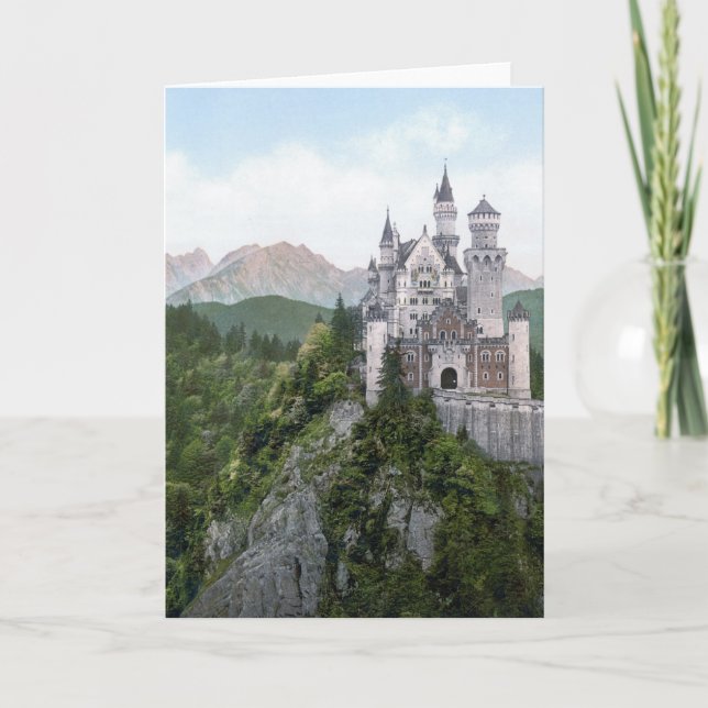 Tarjeta Litografía del castillo de Neuschwanstein (Anverso)