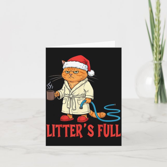 Tarjeta Litter’s Full Funny Cat Lovers Christmas Xmas  (Anverso)