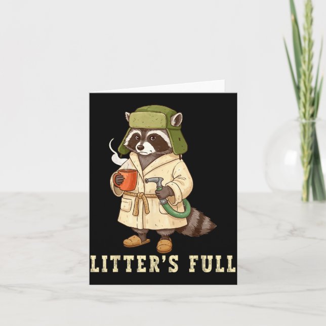 Tarjeta Litter’s Full Funny Raccoon Christmas Mpy Raccoon  (Anverso)