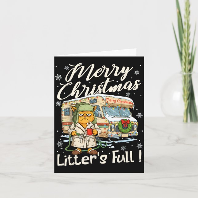 Tarjeta Litter's Full Funny Cat Parody Outfit Sarcastic Ch (Anverso)