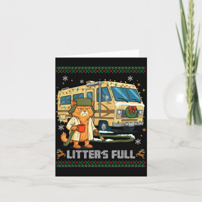 Tarjeta Litter's Full Funny Silly Cat Holding Coffee Meme  (Anverso)