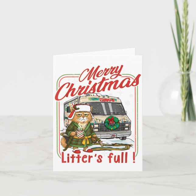 Tarjeta Litter's Full Merry Christmas Funny Cat Lovers Hol (Anverso)