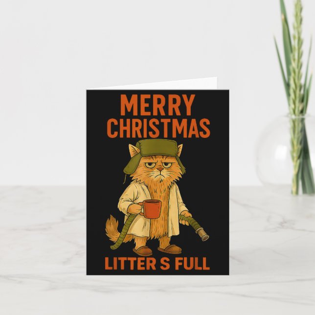 Tarjeta Litter's Full Merry Christmas Funny Cat Lovers Hol (Anverso)
