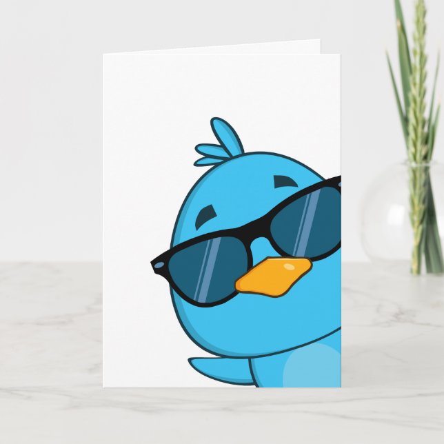 Tarjeta Little Blue Bird Happy Birday (Anverso)