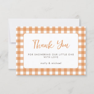 Tarjeta Little Cutie Pie Fall Pumpkin Gingham Baby Shower