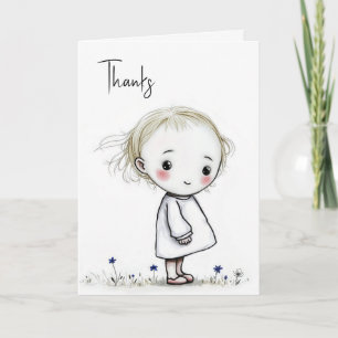 Tarjeta Little Girl Sketch Gracias