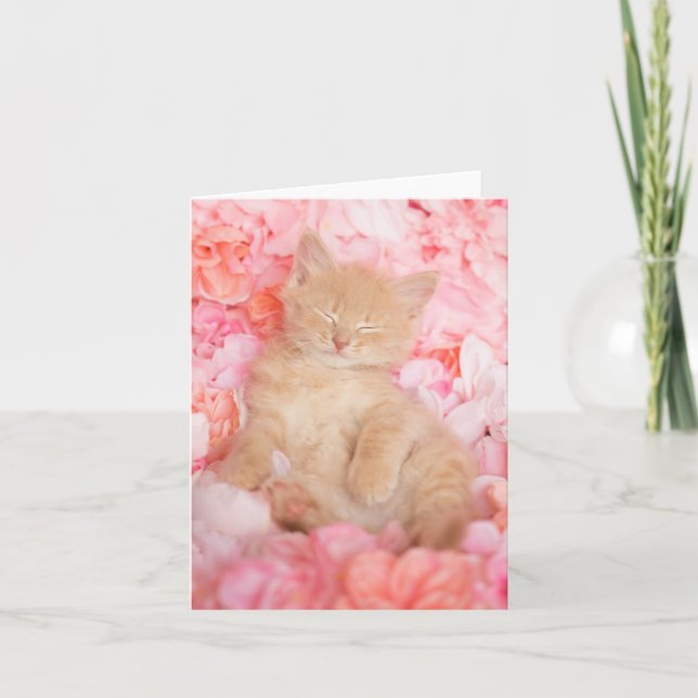 Tarjeta Little Linus Pink Floral Blank Notecard (Anverso)