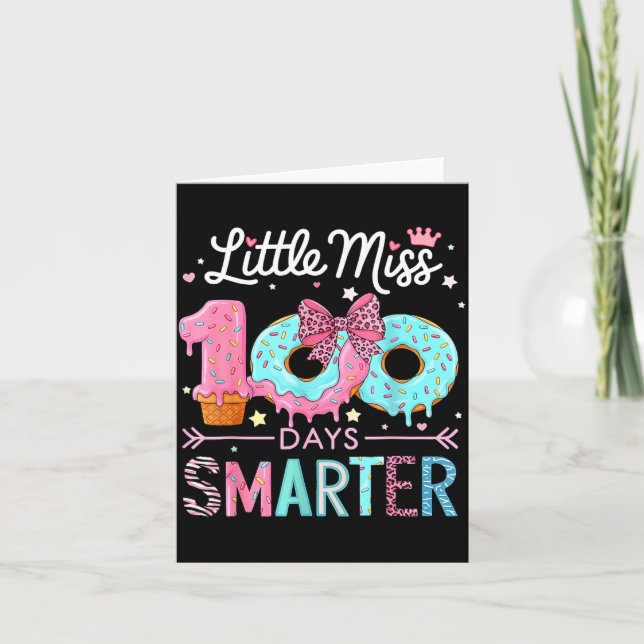 Tarjeta Little Miss 100 Days Smarter Kids Girls 100th Day  (Anverso)
