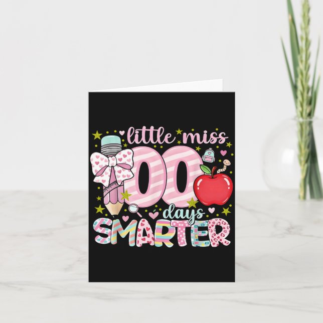 Tarjeta Little Miss 100 Days Smarter Kids Girls 100th Day  (Anverso)