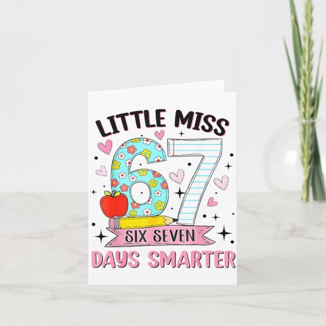 Tarjeta Little Miss 67 Days Smarter Coquette Bow 67th Day  (Anverso)