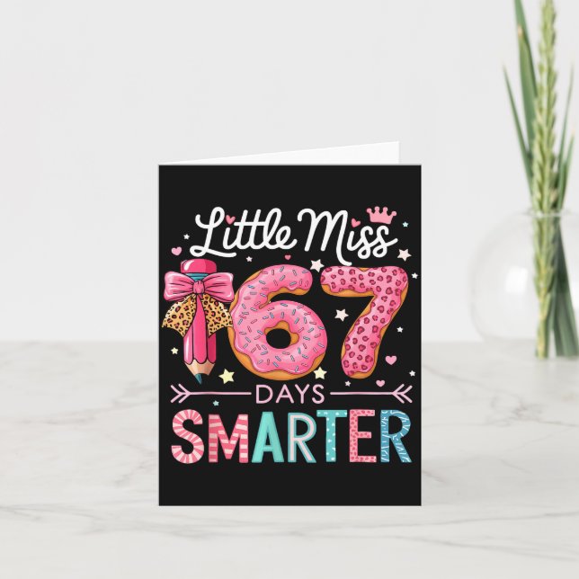 Tarjeta Little Miss 67 Days Smarter Donut Lover 67th Day O (Anverso)