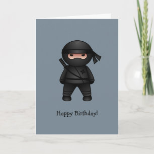 Tarjeta Little Ninja sobre el Feliz cumpleaños gris