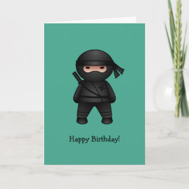 Tarjeta Little Ninja sobre Green Happy Birday
