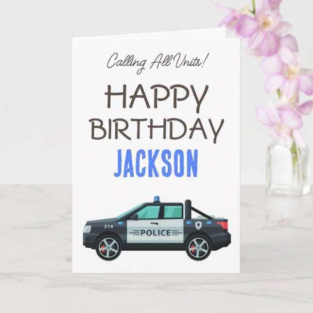 Tarjeta Little Officer Police Birthday | Personalized  (Orquídea)