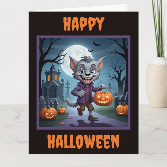 Tarjeta Little Werewolf Halloween (Anverso)
