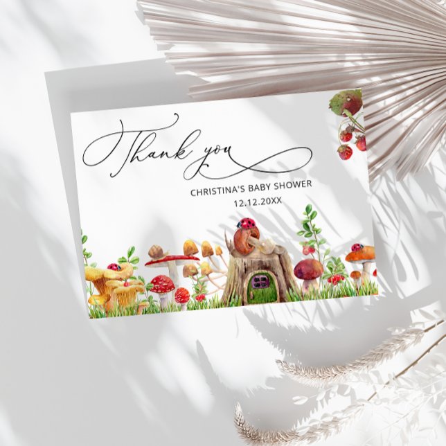 Tarjeta Little Wild Mushroom Baby Shower Gracias (Subido por el creador)