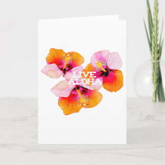 Tarjeta Live Aloha Hibiscus Floral Tropical Flowers Hawaii