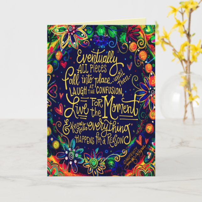 Tarjeta Live for the Moment Inspirador Bonito (flor amarilla)