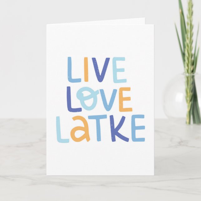 Tarjeta Live Love Latke Hanukkah Design (Anverso)